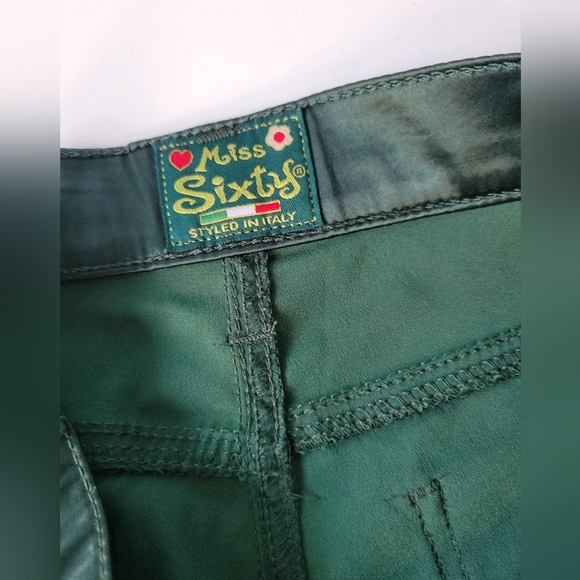 Miss Sixty Y2K Green Shiny Bootcut Pants Size 27 - Picture 6 of 13